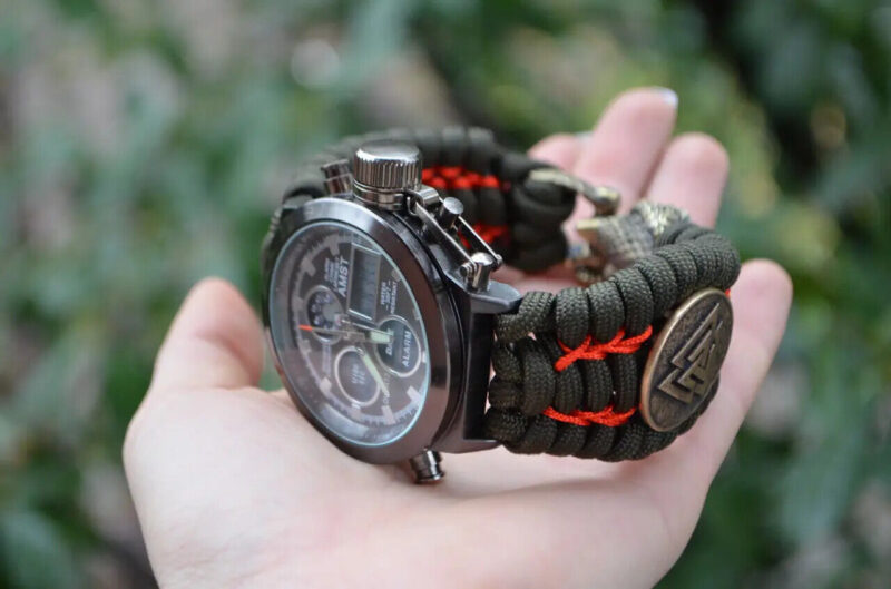 Bracelet + Watch Survival Paracord Jewelry Brutal "Valknut".  Сustom-sized - Image 3