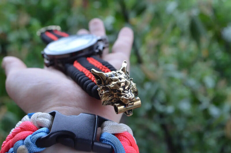 Bracelet + Watch Survival Paracord Jewelry Brutal "Wolf Red".  Сustom-sized - Image 4