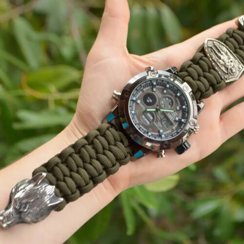 Bracelet + Watch Survival Paracord Jewelry Brutal "Cossack".  Сustom-sized