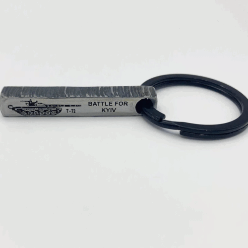 Trophy Tag Keychain Piece of Tank, Ukrainian Conflict Reminder