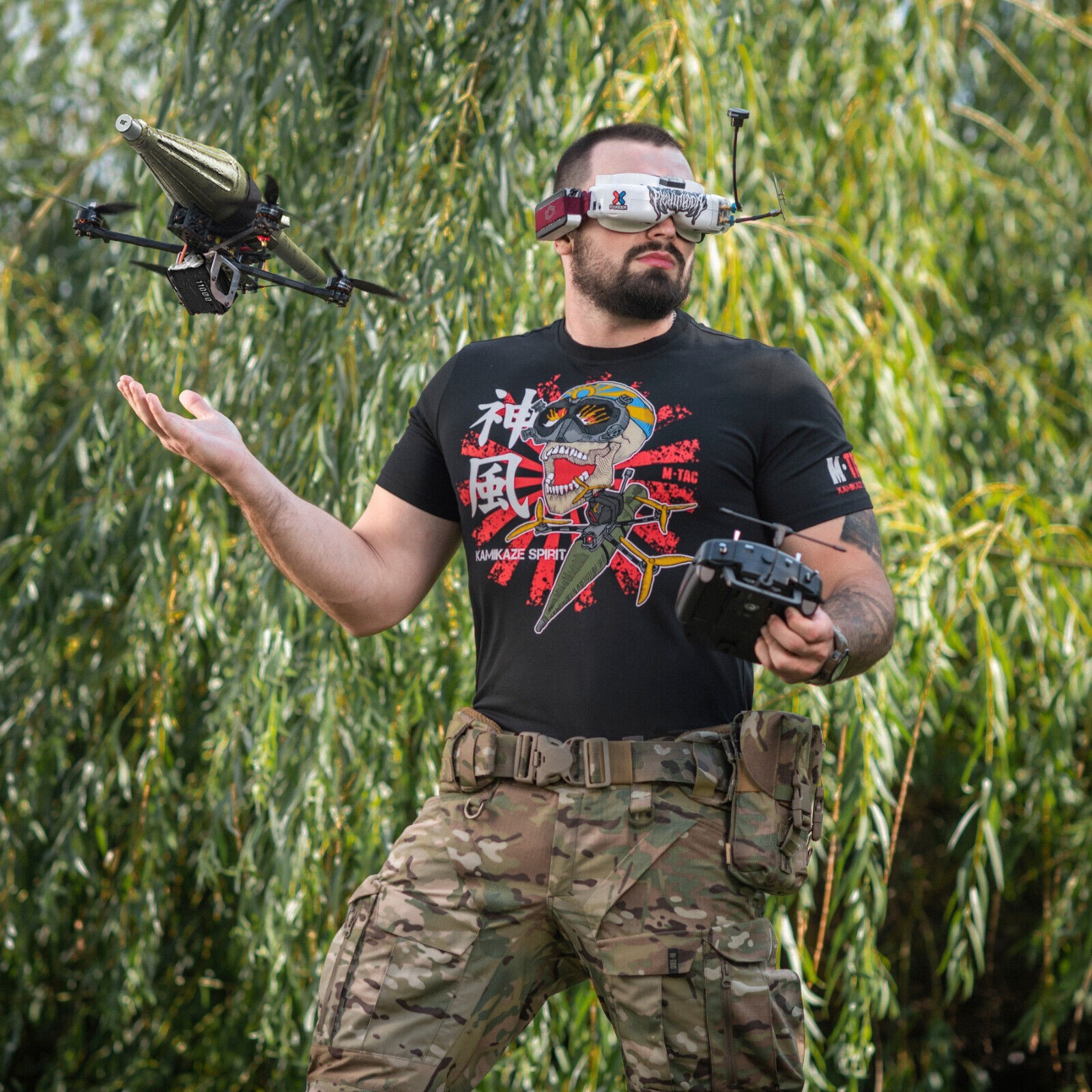 Man's T-shirt M-Tac Drone Pilot. Japan Hinomaru Kamikaze Spirit. Ukraine ZSU. - Image 4