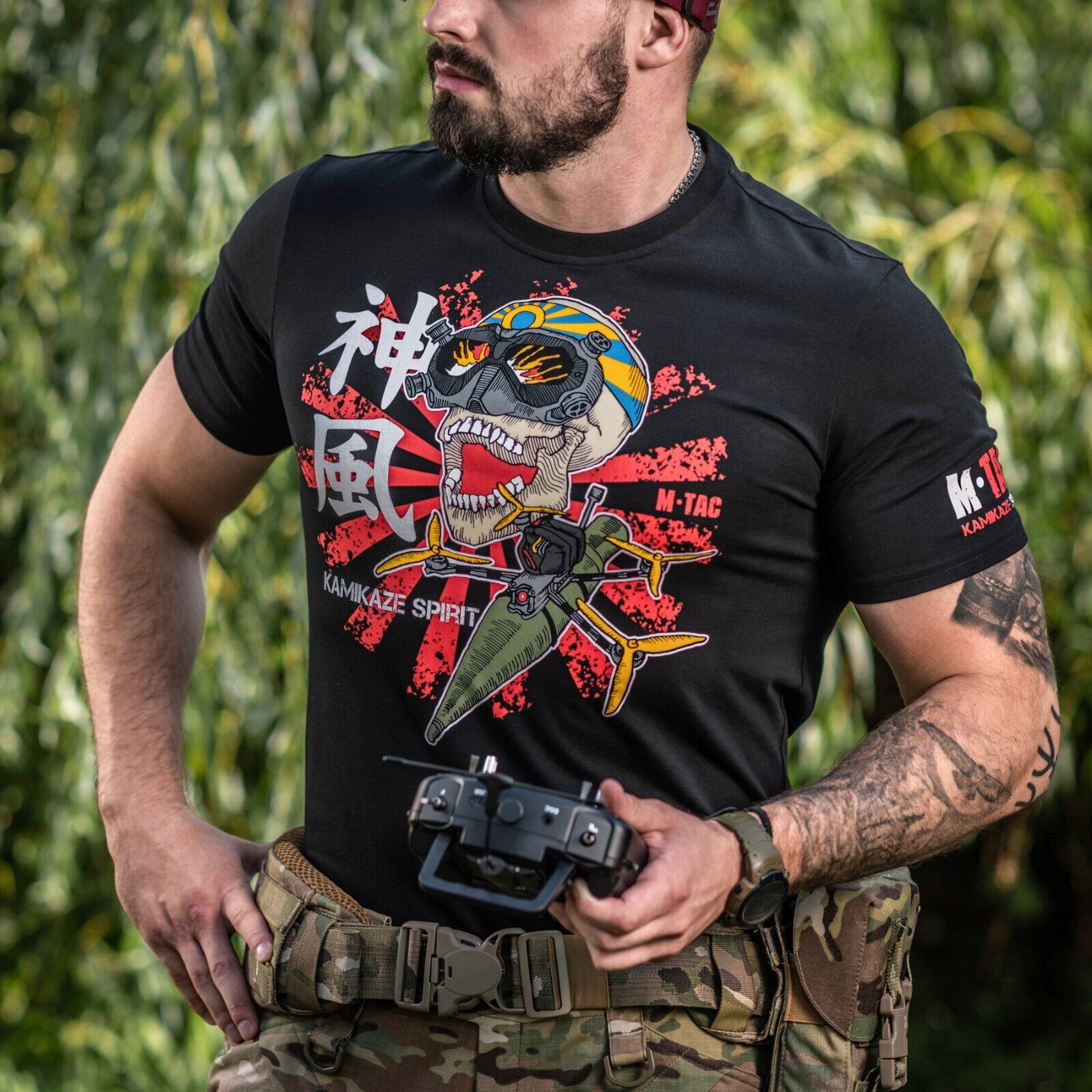 Man's T-shirt M-Tac Drone Pilot. Japan Hinomaru Kamikaze Spirit. Ukraine ZSU. - Image 5