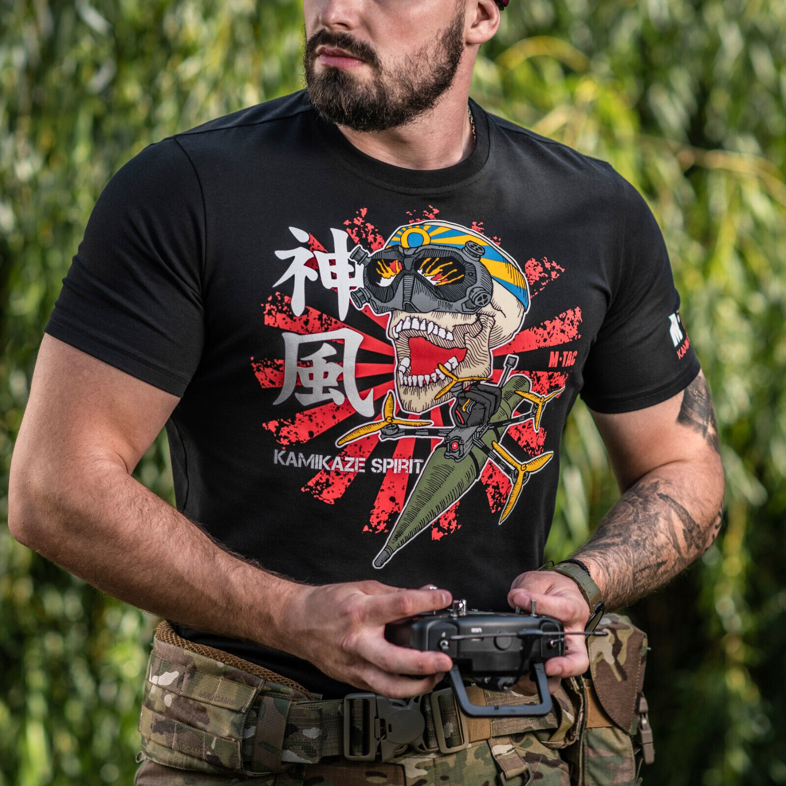 Man's T-shirt M-Tac Drone Pilot. Japan Hinomaru Kamikaze Spirit. Ukraine ZSU. - Image 6