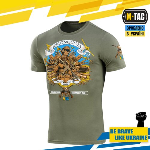 Man's T-shirt M-Tac Reconquista Liberation. Patriotic Ukrainian Cossack ZSU.