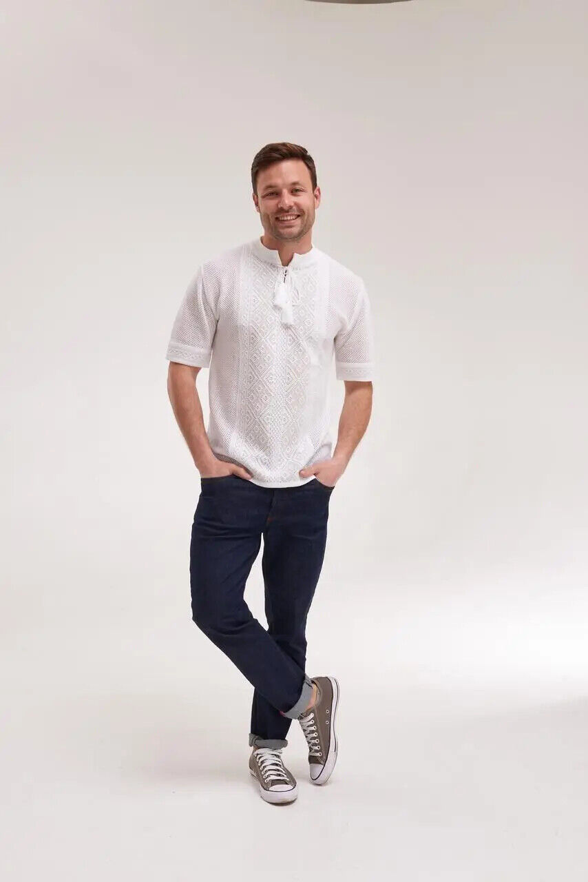 Men’s Cotton Linen T-Shirt Traditional Ukrainian Vyshyvanka Embroidery "Nazar" - Image 7