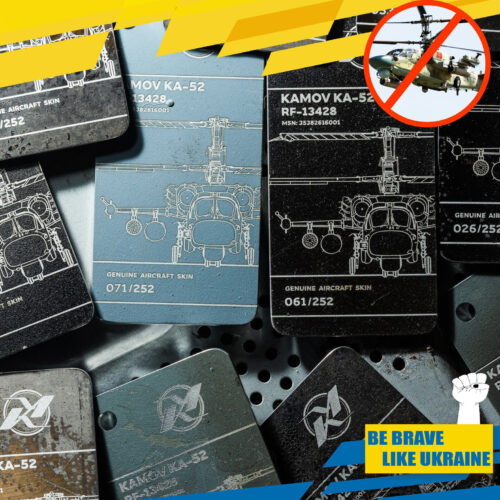 Tag Keychains Made from Parts of Alligator KA-52 Attack Helicopter Tribute