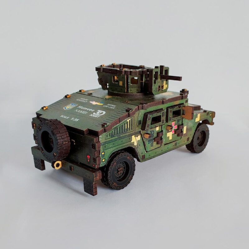 3D Wooden Puzzle Mechanical construction set military Jeep, scale 1:35. Ukraine - Image 3