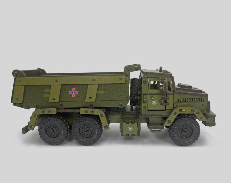 3D Wooden Puzzle KrAZ dump truck, scale 1:35. Ukraine - Image 3