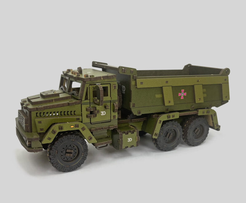 3D Wooden Puzzle KrAZ dump truck, scale 1:35. Ukraine - Image 4