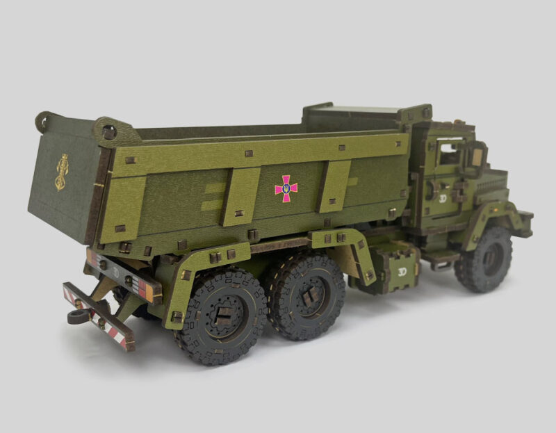 3D Wooden Puzzle KrAZ dump truck, scale 1:35. Ukraine - Image 10