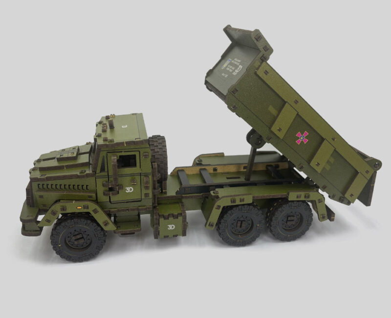 3D Wooden Puzzle KrAZ dump truck, scale 1:35. Ukraine - Image 6