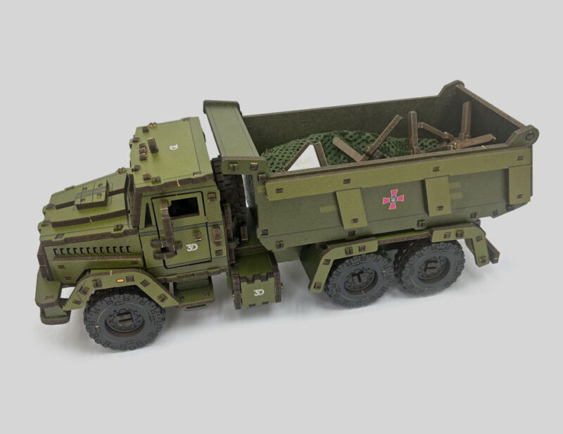 3D Wooden Puzzle KrAZ dump truck, scale 1:35. Ukraine - Image 5