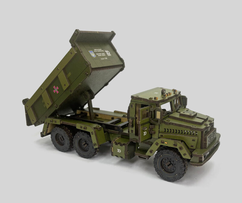 3D Wooden Puzzle KrAZ dump truck, scale 1:35. Ukraine - Image 9