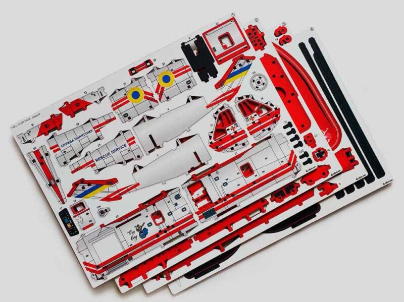 3D Wooden Puzzle helicopter Sea King RED, scale 1:48. Ukraine - Image 9