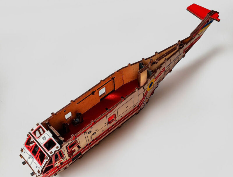 3D Wooden Puzzle helicopter Sea King RED, scale 1:48. Ukraine - Image 7