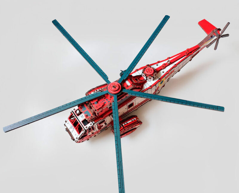 3D Wooden Puzzle helicopter Sea King RED, scale 1:48. Ukraine - Image 6