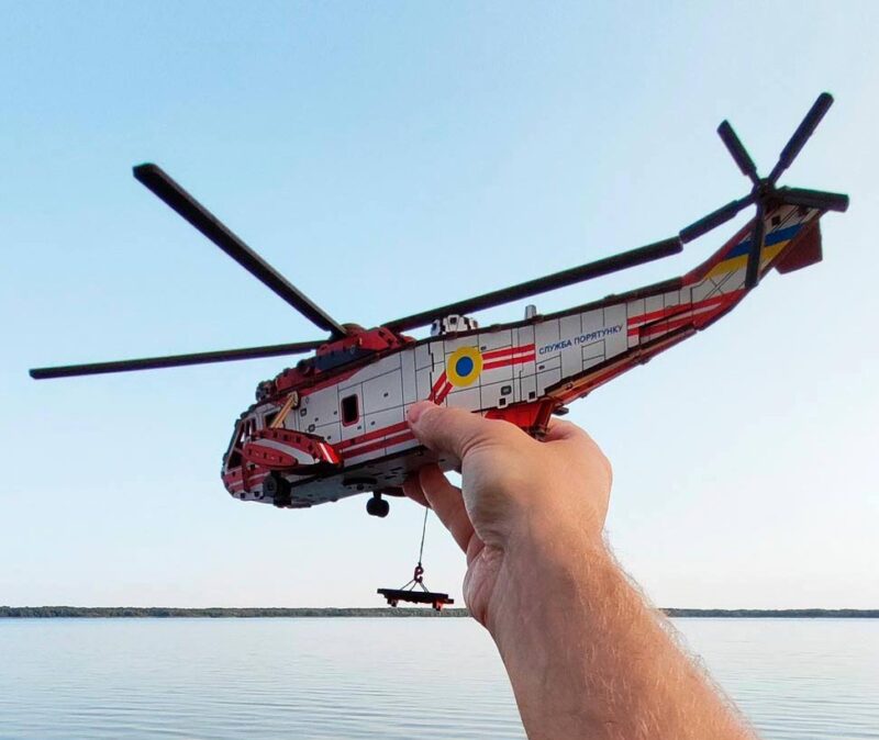 3D Wooden Puzzle helicopter Sea King RED, scale 1:48. Ukraine - Image 13
