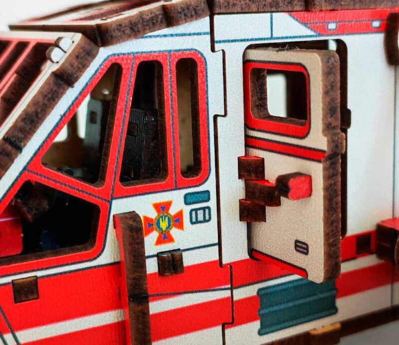 3D Wooden Puzzle helicopter Sea King RED, scale 1:48. Ukraine - Image 8