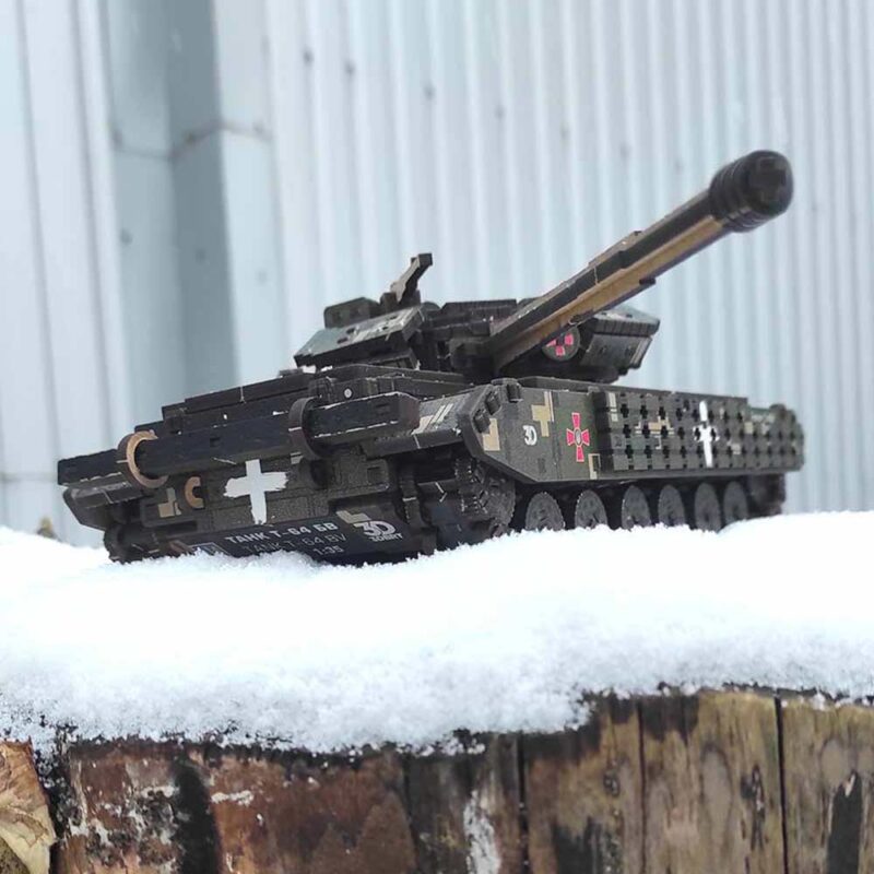 Tank T-64 BV 3D Wooden Puzzle With Ukrainian Army Eblems 1/35. War in Ukraine - Image 10