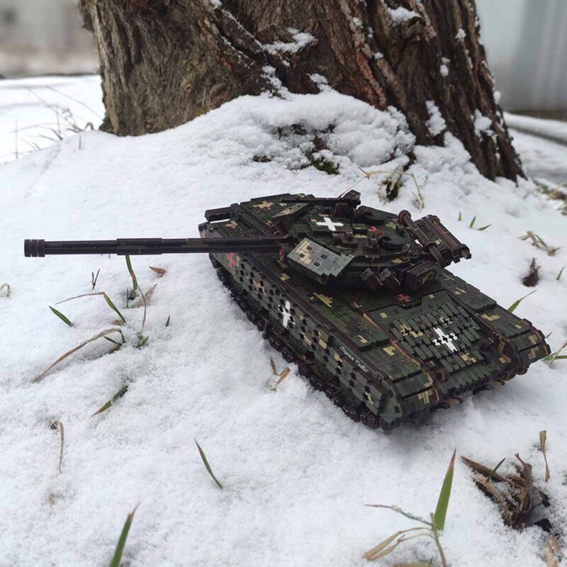 Tank T-64 BV 3D Wooden Puzzle With Ukrainian Army Eblems 1/35. War in Ukraine - Image 11