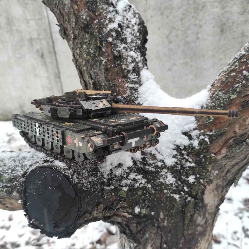 Tank T-64 BV 3D Wooden Puzzle With Ukrainian Army Eblems 1/35. War in Ukraine - Image 15