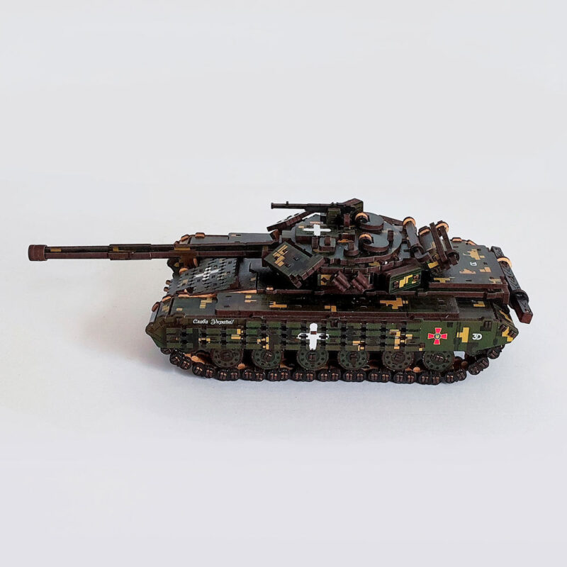 Tank T-64 BV 3D Wooden Puzzle With Ukrainian Army Eblems 1/35. War in Ukraine - Image 5