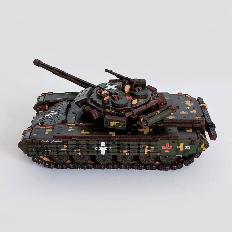 Tank T-64 BV 3D Wooden Puzzle With Ukrainian Army Eblems 1/35. War in Ukraine - Image 4