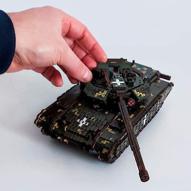 Tank T-64 BV 3D Wooden Puzzle With Ukrainian Army Eblems 1/35. War in Ukraine - Image 7