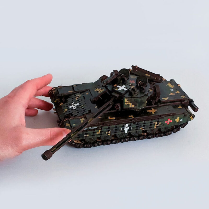 Tank T-64 BV 3D Wooden Puzzle With Ukrainian Army Eblems 1/35. War in Ukraine - Image 6