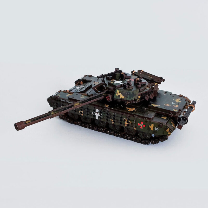 Tank T-64 BV 3D Wooden Puzzle With Ukrainian Army Eblems 1/35. War in Ukraine - Image 3