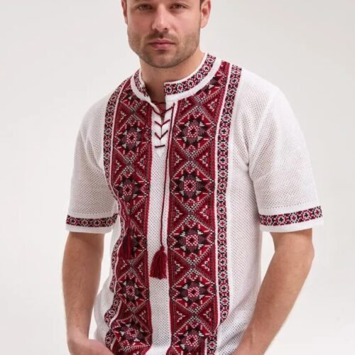 “Solar Rhythm” Men’s Cotton Blend Embroidered T-Shirt - Podillia Style (Short Sleeve)