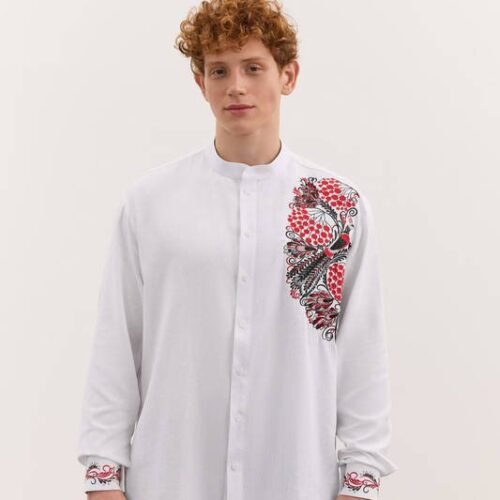 “Petrykivka Soul” Men’s Cotton Blend Shirt Embroidery - Authentic Style (Long Sleeve)