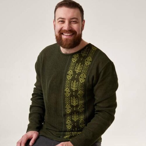 “Free Spirit” Men’s Cotton Blend Embroidered Jumper - Contemporary Style (Long Sleeve)
