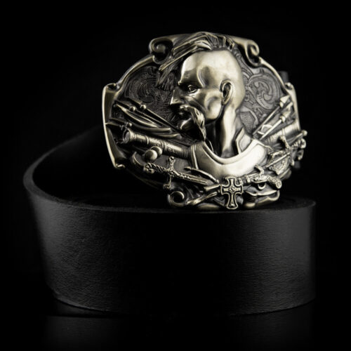 Belt Stainless Steel Genuine Leather Cossack Ukraine Black/Brown