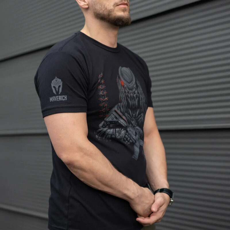 Man's T-shirt Predator Soldier Biker Brutal. War in Ukraine Patriotic - Image 3