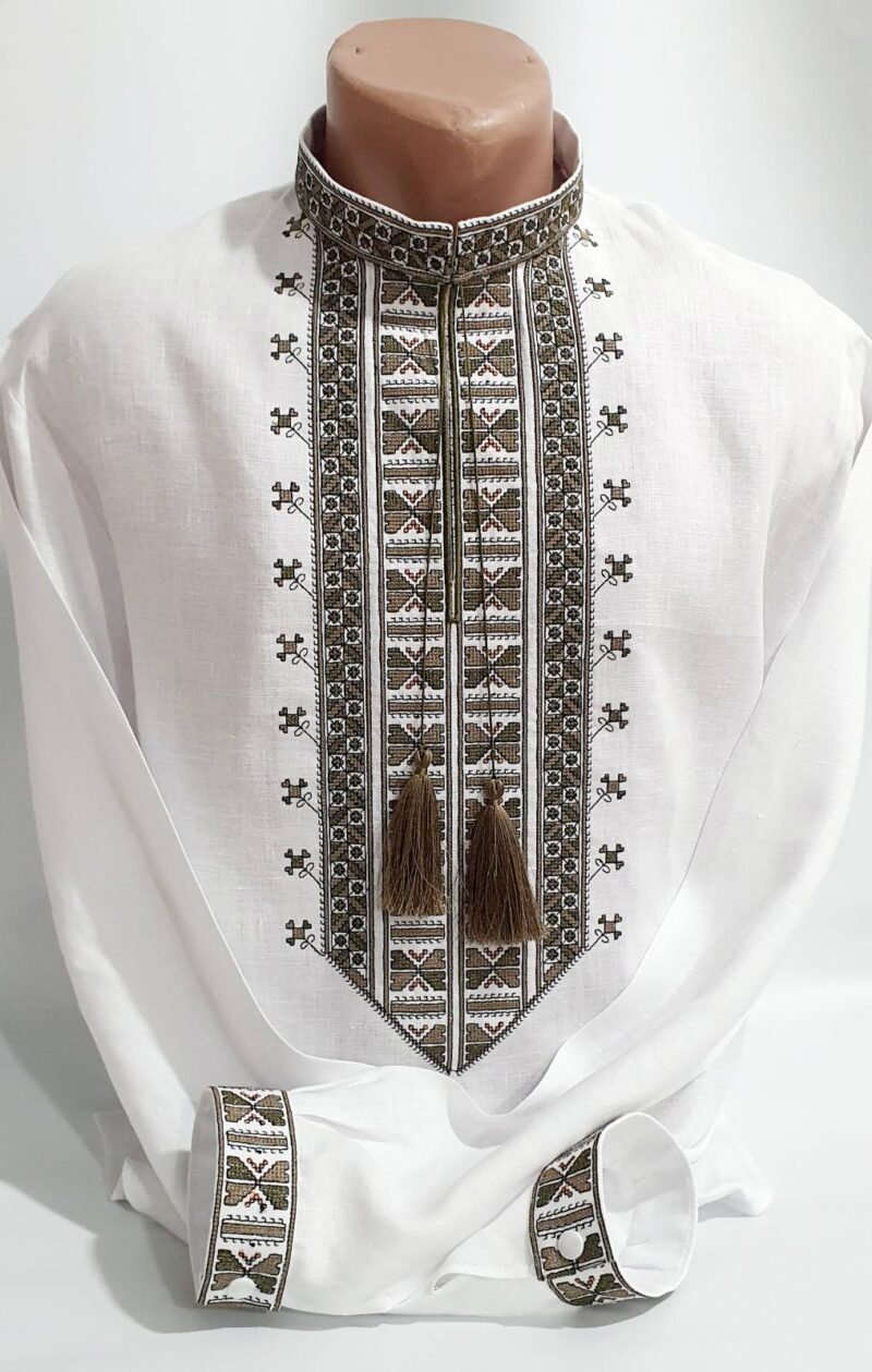 Men Linen Individual Tailoring Shirt Vyshyvanka Embroidery Traditional Ukrainian
