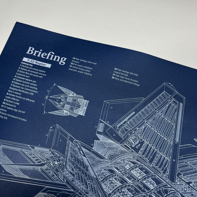 Poster F-22 Raptor Blueprint. Thick blue paper - Image 2