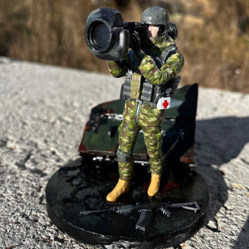 Ukraine War Soldier Figure with Javelin and Stand. War in Ukraine - Image 2