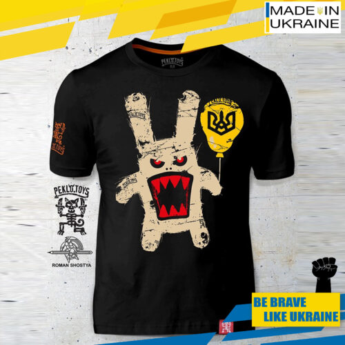 Man's T-shirt Peklo HELL Toothy Bunny War in Ukraine  Patriotic