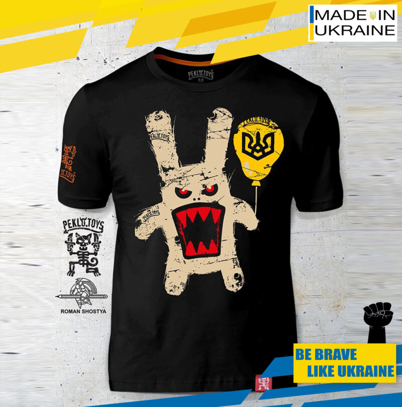 Man's T-shirt Peklo HELL Toothy Bunny War in Ukraine  Patriotic