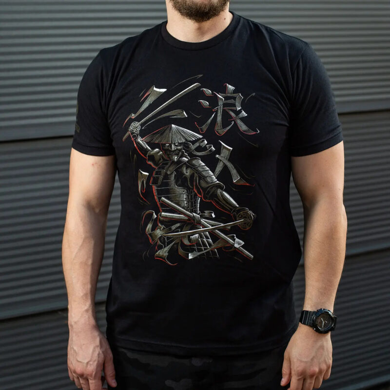 Man's T-shirt Ronin Biker Brutal. War in Ukraine Patriotic