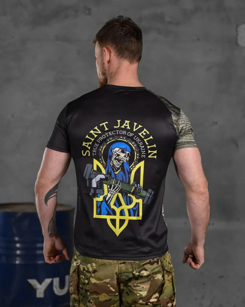Man's T-shirt sweat-wicking Saint Javelin War in Ukraine Patriotic - Image 3