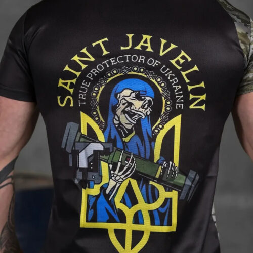Man's T-shirt sweat-wicking Saint Javelin War in Ukraine Patriotic