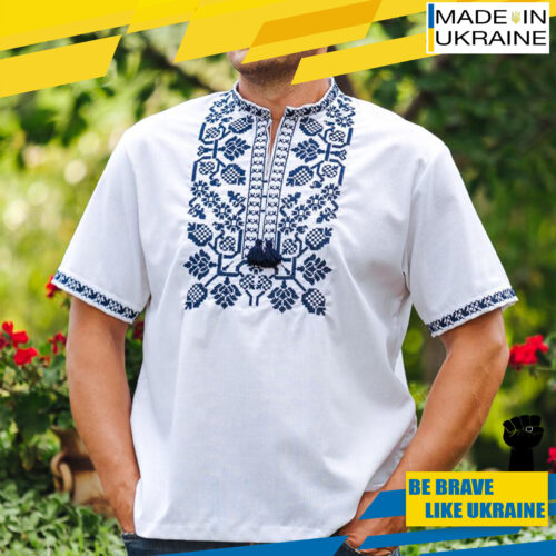 Men’s Linen T-Shirt Traditional Ukrainian Vyshyvanka Embroidery Short2