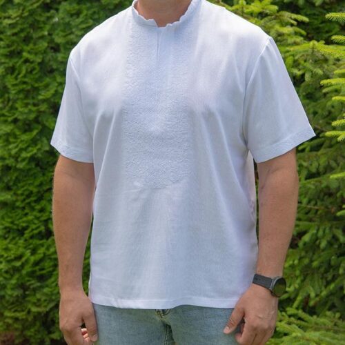 Men’s Linen T-Shirt Traditional Ukrainian Vyshyvanka Embroidery Short4