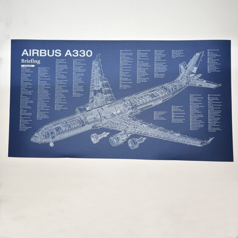 Poster Airbus A330 Blueprint. Thick blue paper