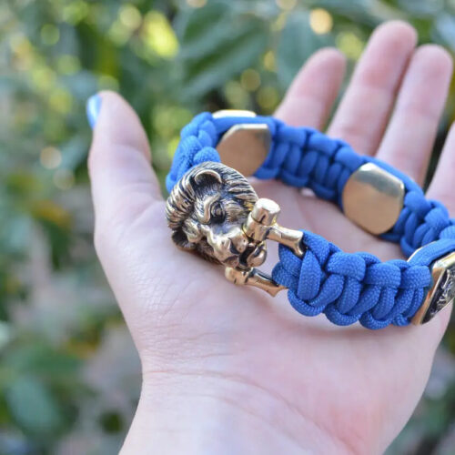 Bracelet Survival Paracord Jewelry Brutal "Lion and runes".  Сustom-sized