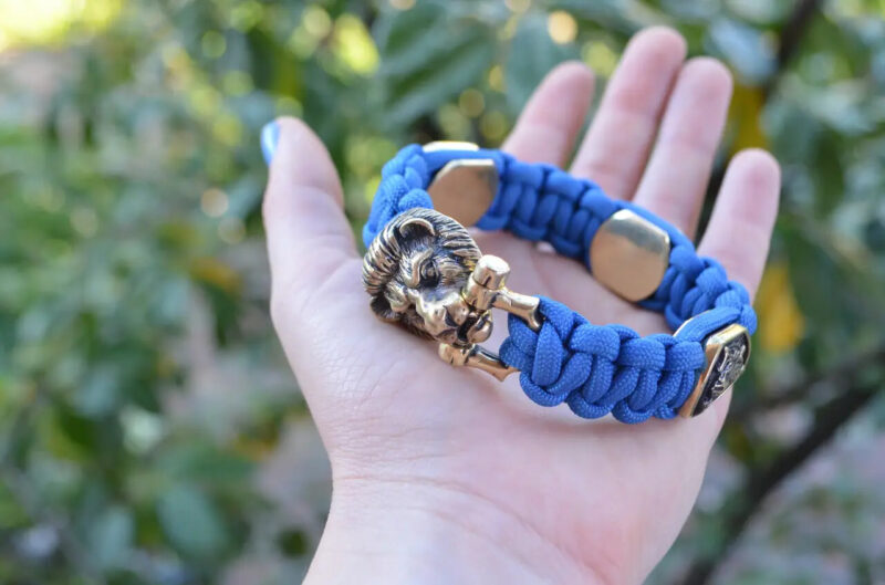 Bracelet Survival Paracord Jewelry Brutal "Lion and runes".  Сustom-sized