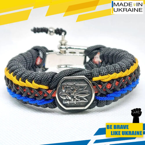 Bracelet Survival Paracord Jewelry "EMBROIDERED COAT. TRIDENT". Ukraine