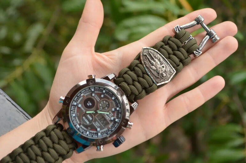 Bracelet + Watch Survival Paracord Jewelry Brutal "Wolf".  Сustom-sized - Image 3
